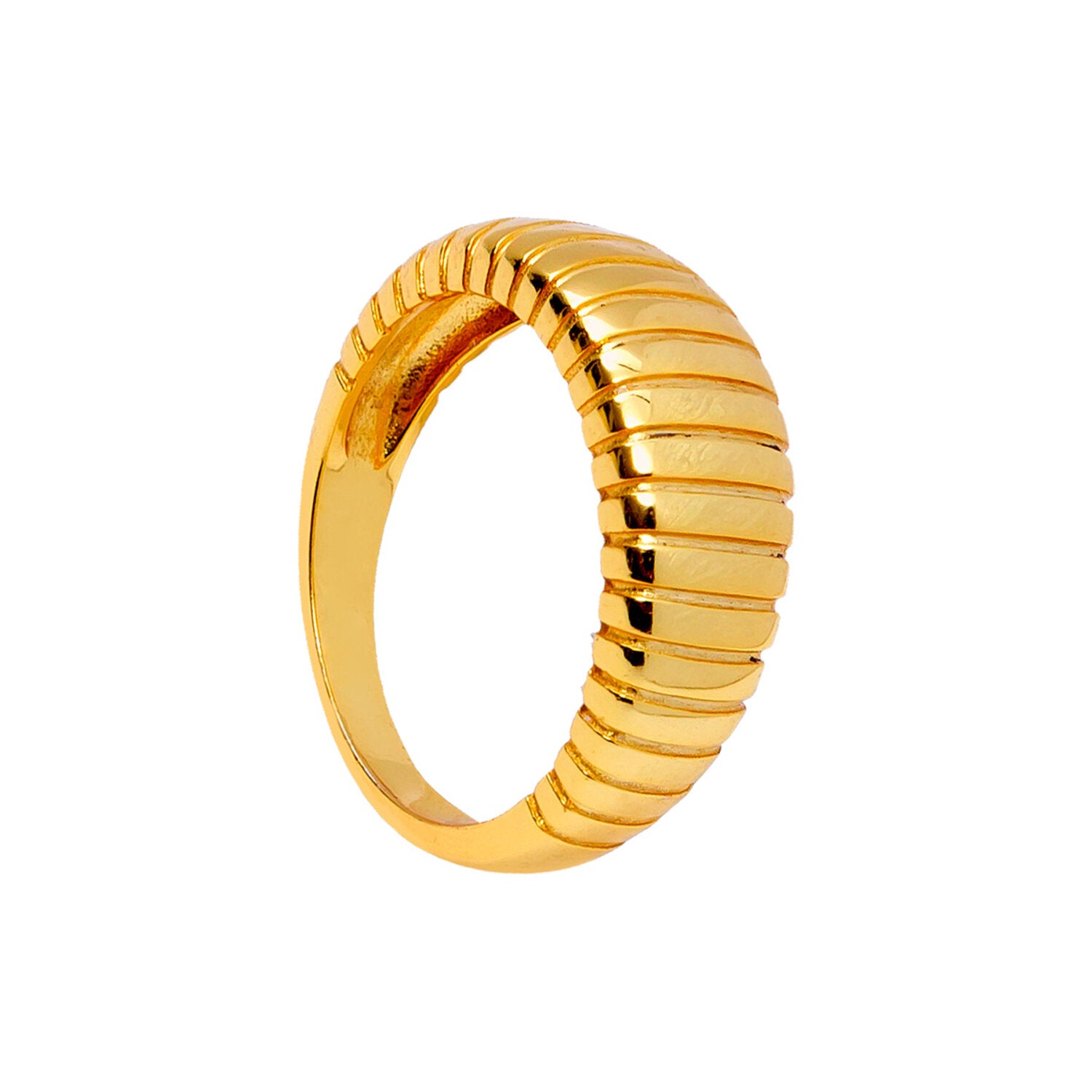 Anillo Rayas -7.5mm 1 Micron - Bañado Oro y Plata Rodiada