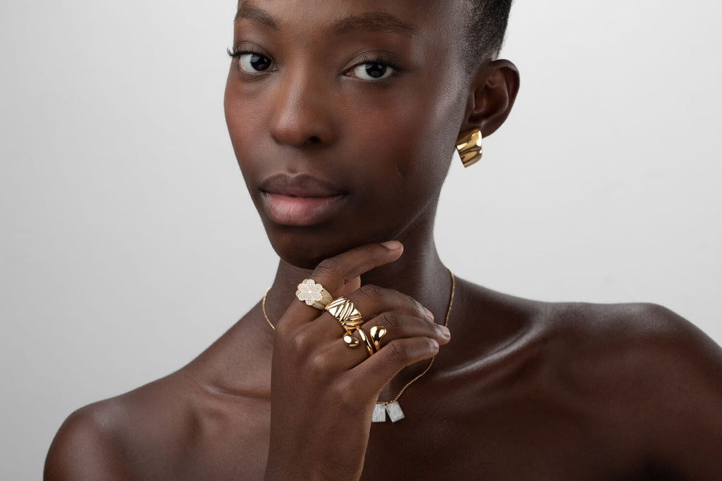 Anillo con Rayas - Bañado Oro
