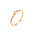 Anillo Flor Circonita - Bañado Oro y Plata Rodiada