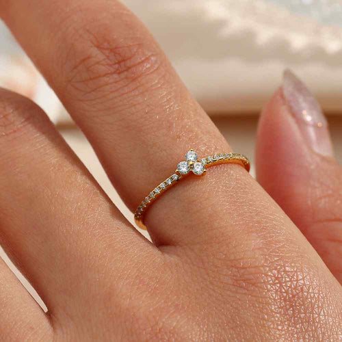 Anillo Flor Circonita - Bañado Oro y Plata Rodiada