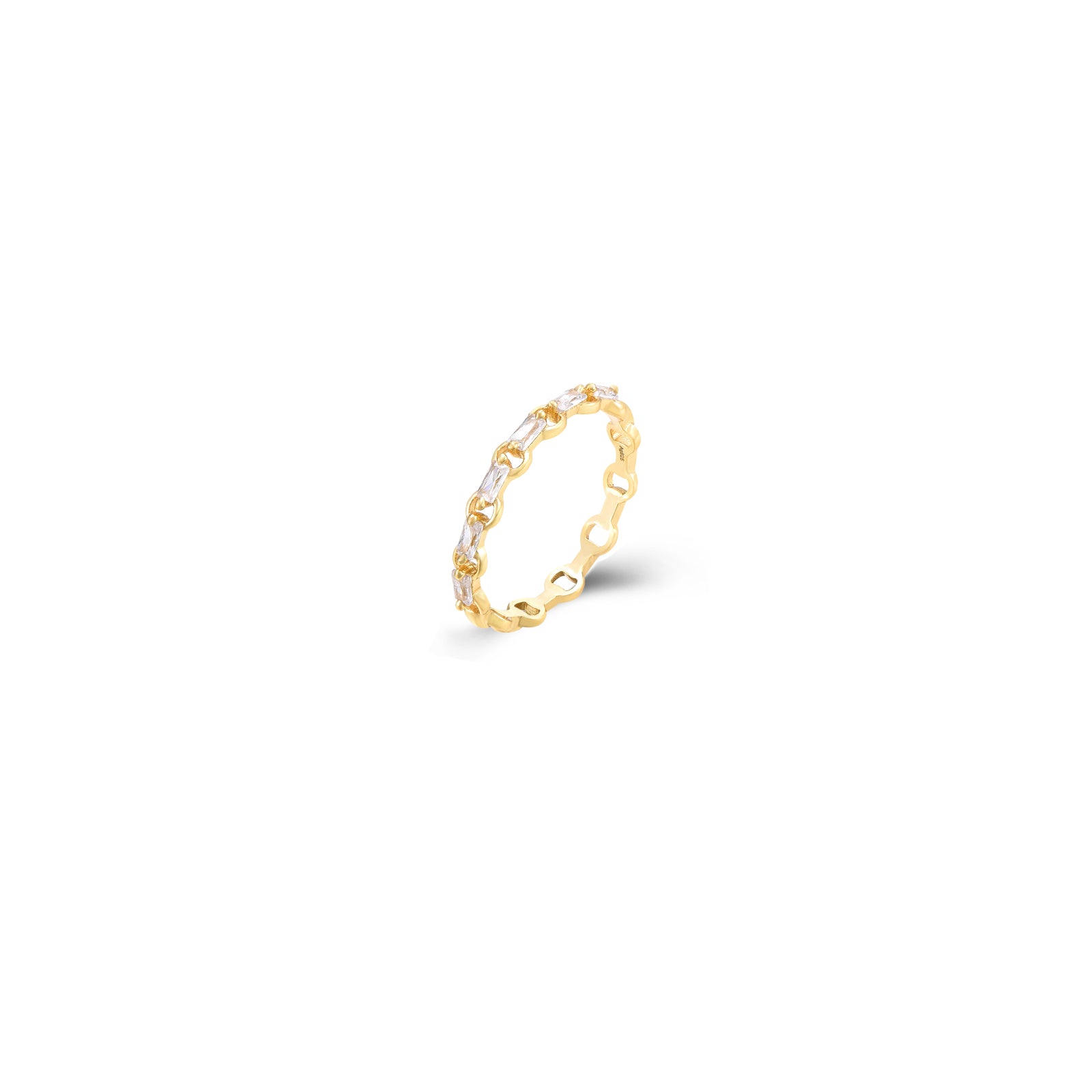 Anillo Cadena - Circonita - Plata Bañado Oro y Plata Rodiada