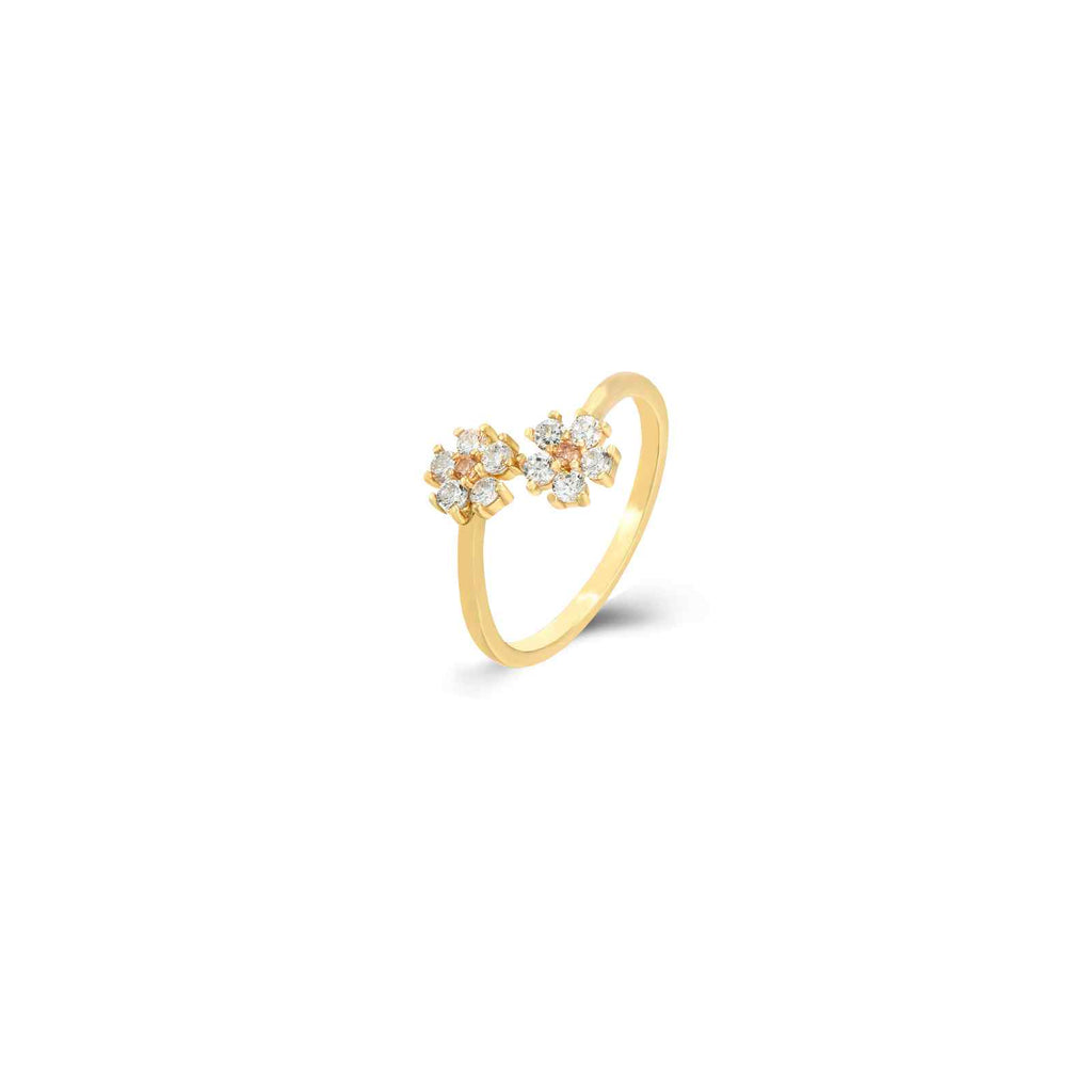Anillo Abierto Circonita - Flor 6 mm - Bañado Oro