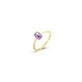 Anillo Rectangular - Circonita - Enamel - Bañado Oro