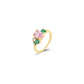 Anillo Circonita Multi - Oval - 8 mm - Bañado Oro