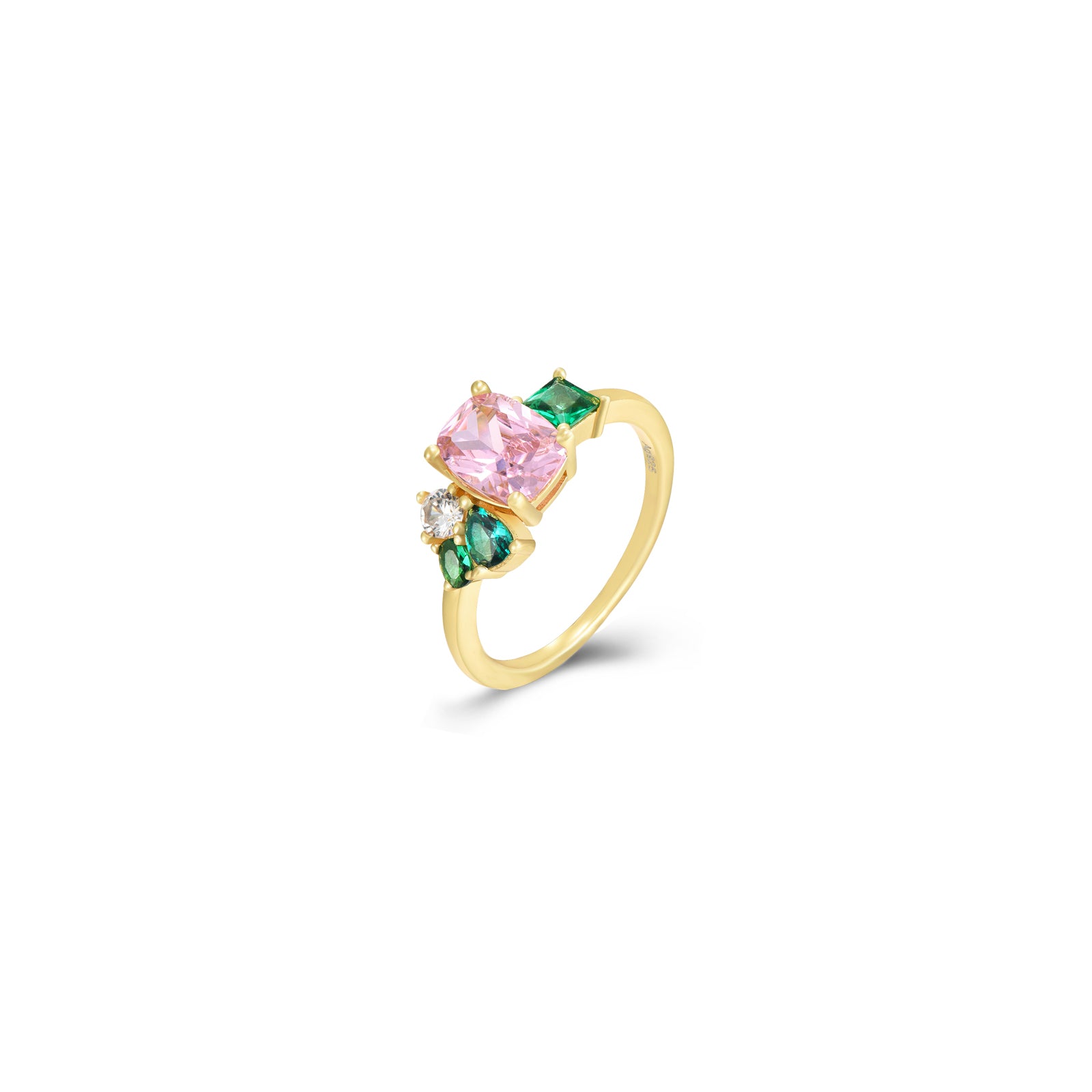 Anillo Circonita Multi - Oval - 8 mm - Bañado Oro