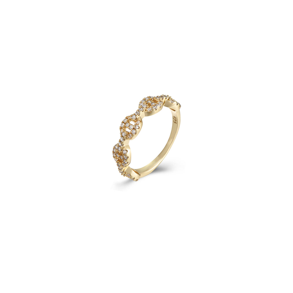 Anillo Circonita Eslabón Ancla - Bañado Oro