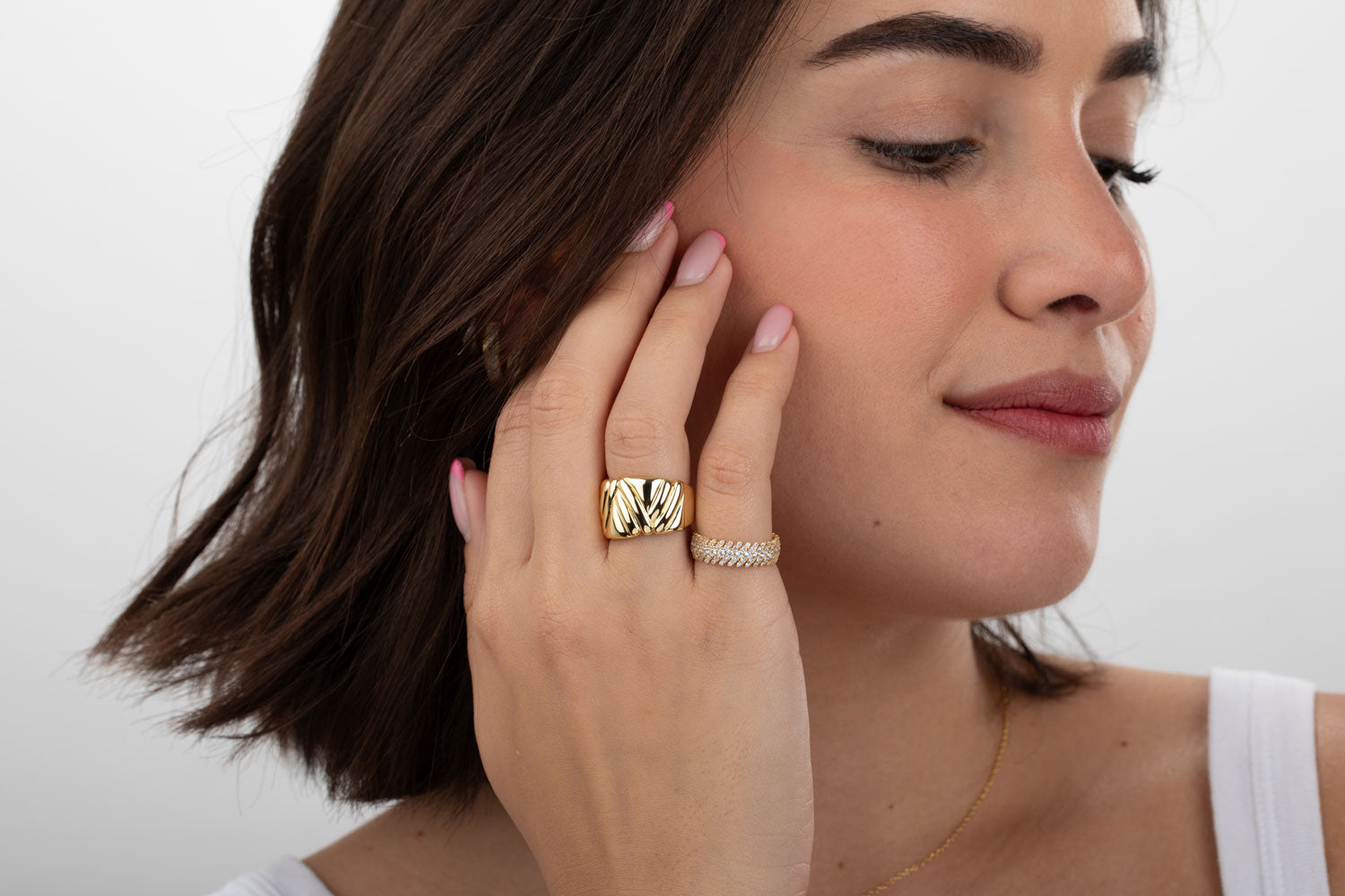 Anillo Circonita - 21 mm - Bañado Oro