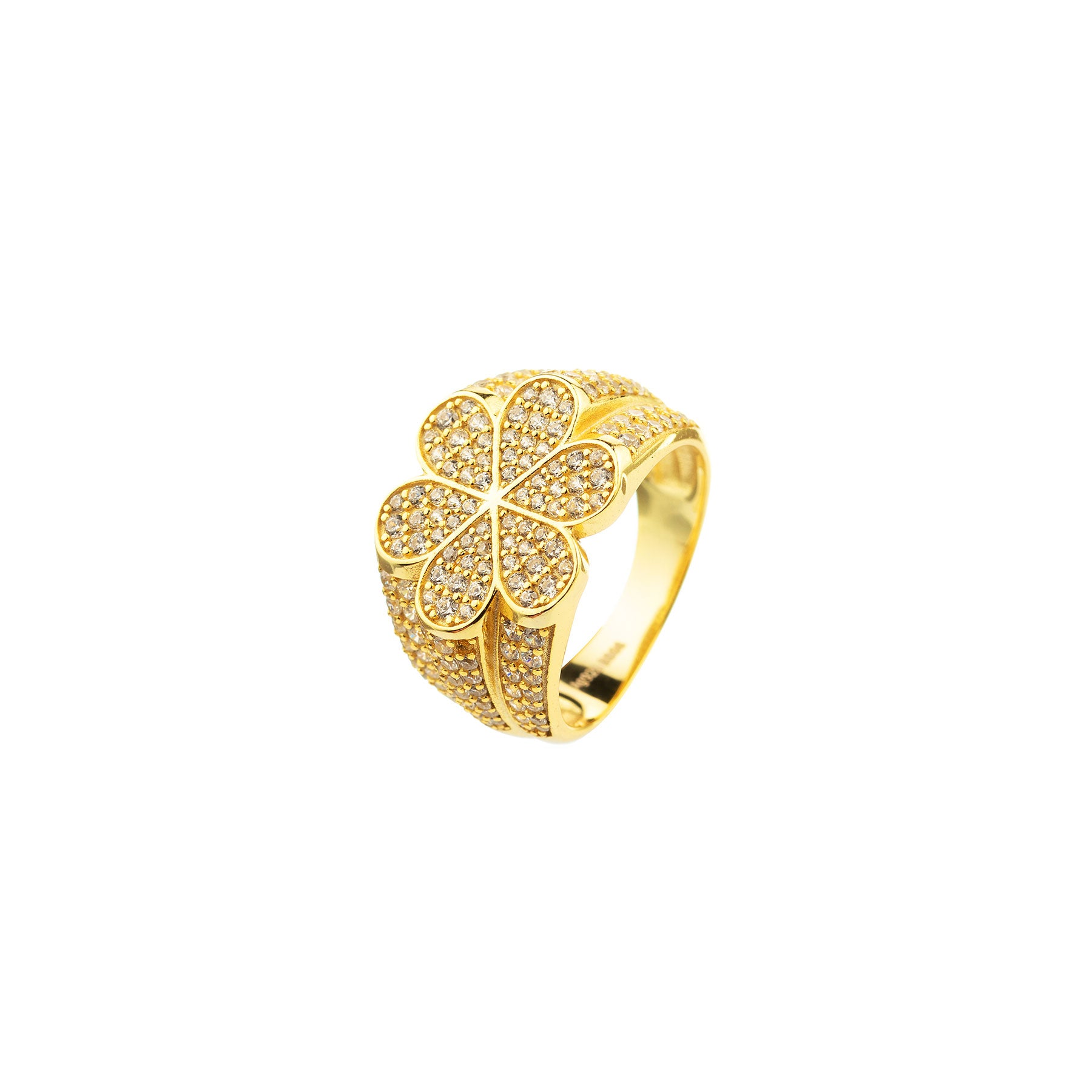 Anillo Plata - 20,5 mm Flor Circonita - T12,T14,T16,T18 - Bañado Oro