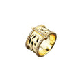 Anillo Circonita - Martillado 11,5mm - Bañado Oro