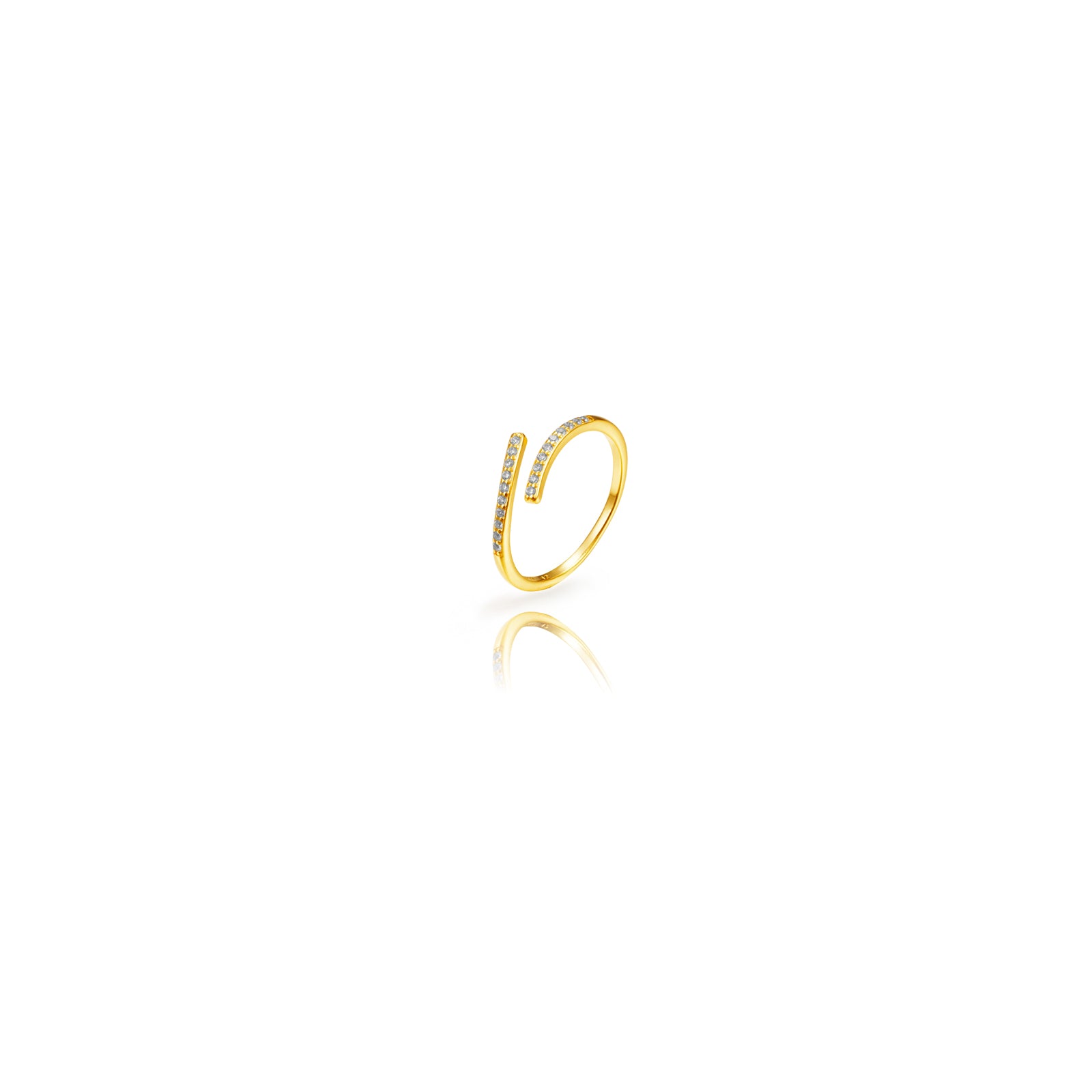 Anillo Abierto Circonita - Bañado Oro y Plata Rodiada