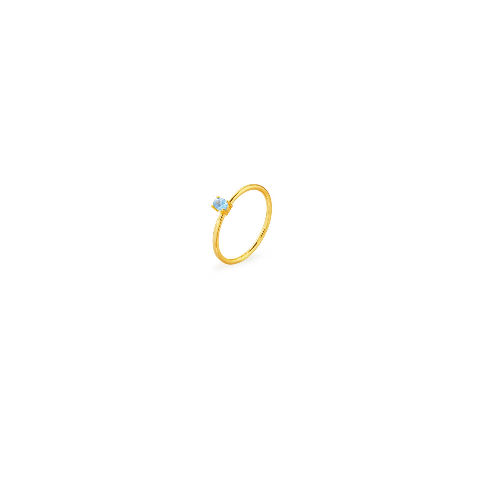 Anillo Plata Circonita - Topacio Azul - Bañado Oro