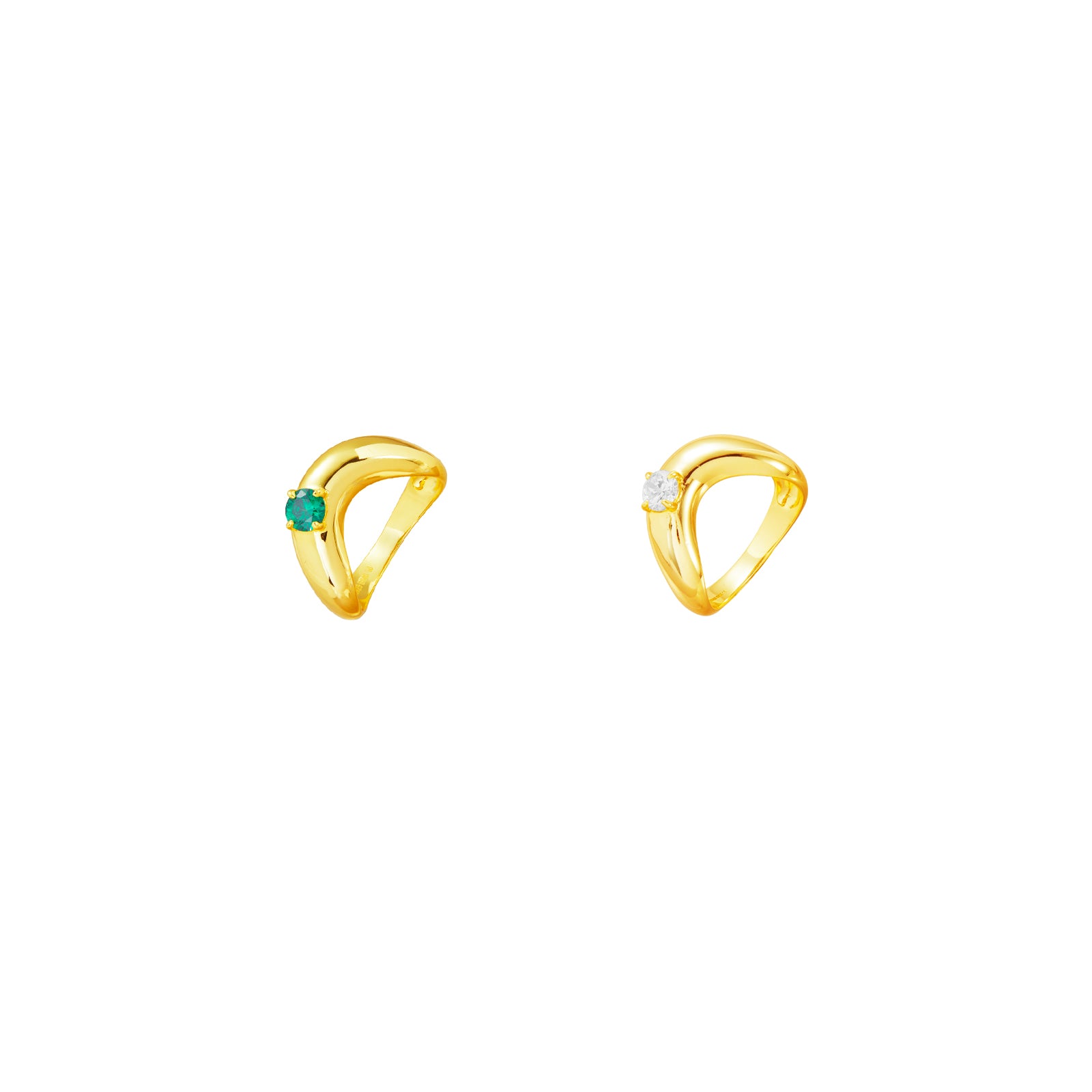 Anillo Plata Circonita - Ola - Bañado Oro
