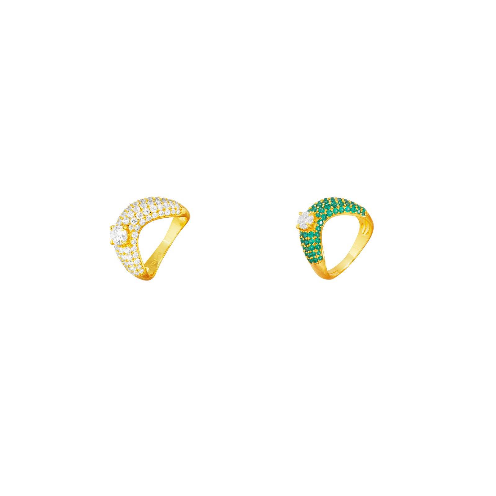 Anillo Plata Circonita 5 mm - Ola - Bañado Oro