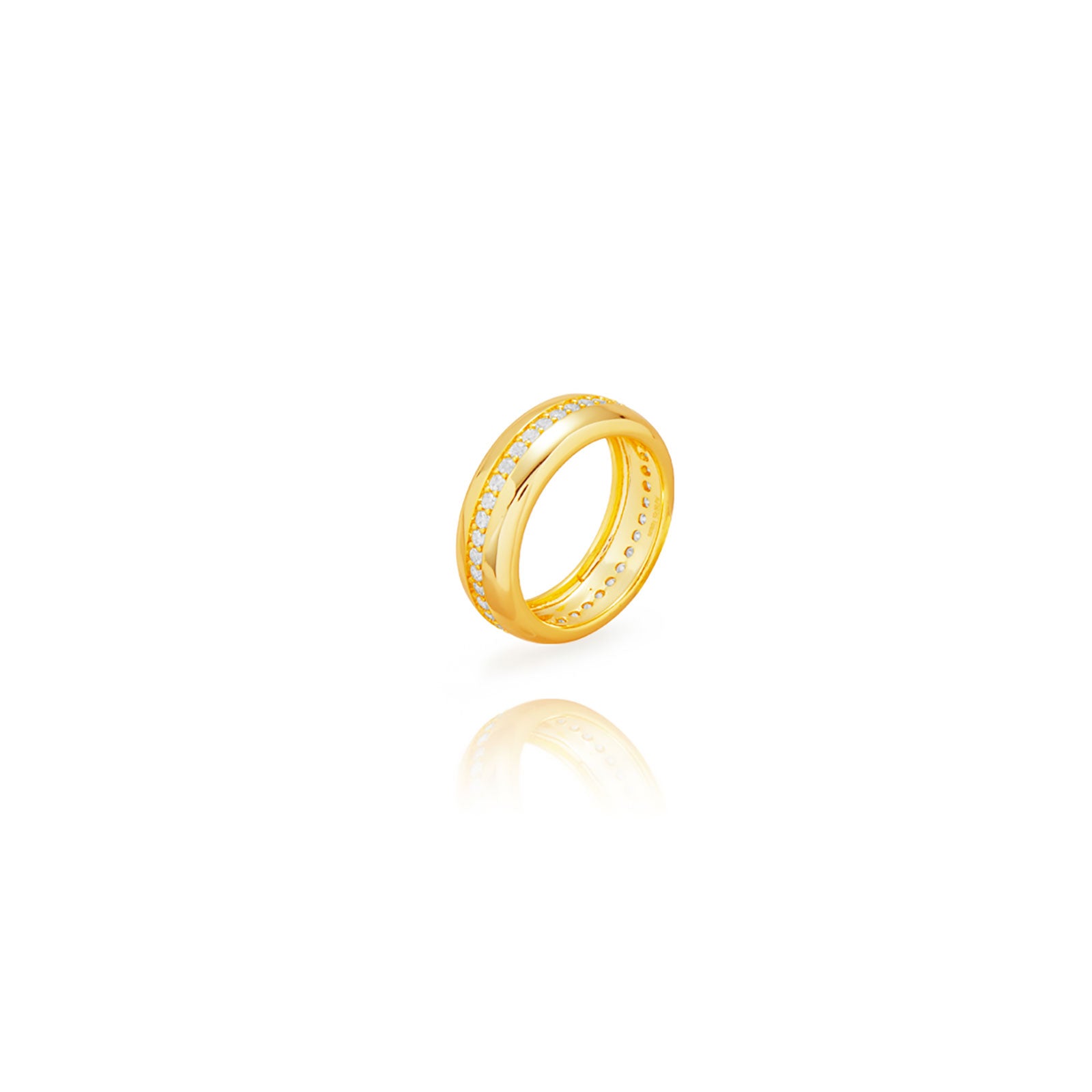 Anillo Plata Circonita - Raya - Bañado oro y Plata Rodiada