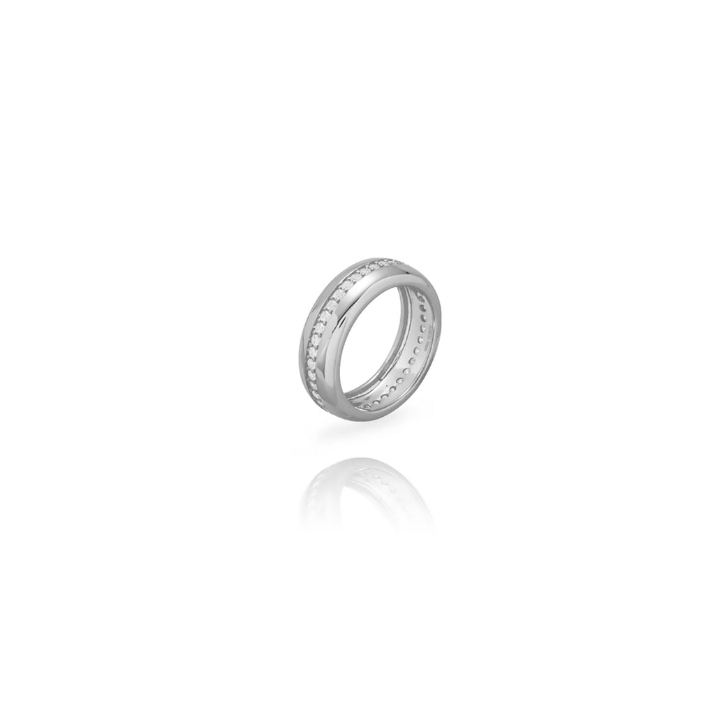 Anillo Plata Circonita - Raya - Bañado oro y Plata Rodiada
