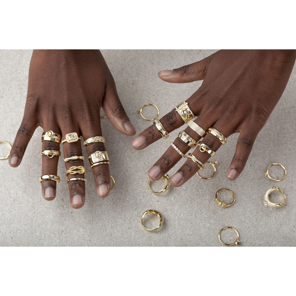 Anillo Circonita - 7 mm- Bañado oro y Plata Rodiada