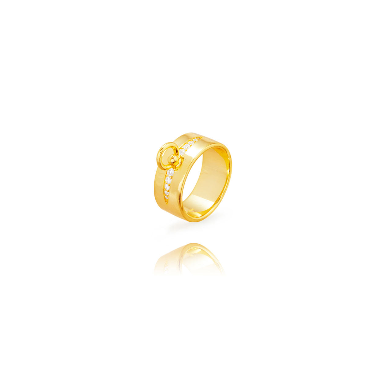 Anillo Plata Circonita - 8,5mm Cadena - Bañado oro y Plata Rodiada