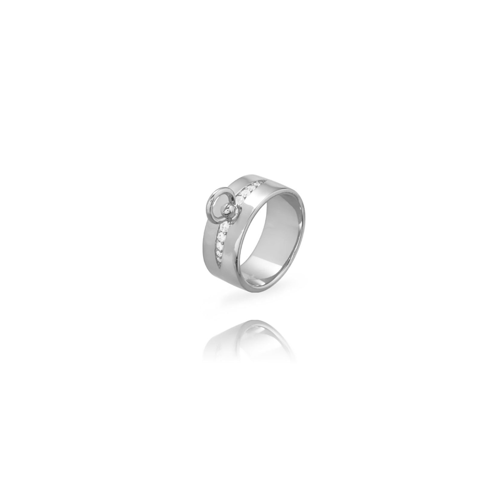 Anillo Plata Circonita - 8,5mm Cadena - Bañado oro y Plata Rodiada