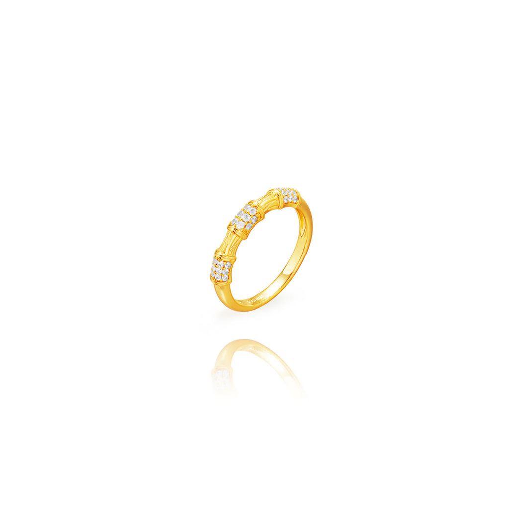 Anillo Flor - Circonita - Plata Bañado Oro y Plata Rodiada