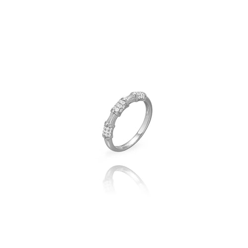 Anillo Flor - Circonita - Plata Bañado Oro y Plata Rodiada
