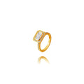 Anillo Talla Esmeralda 9*12mm Bañado Oro y Plata Rodiada