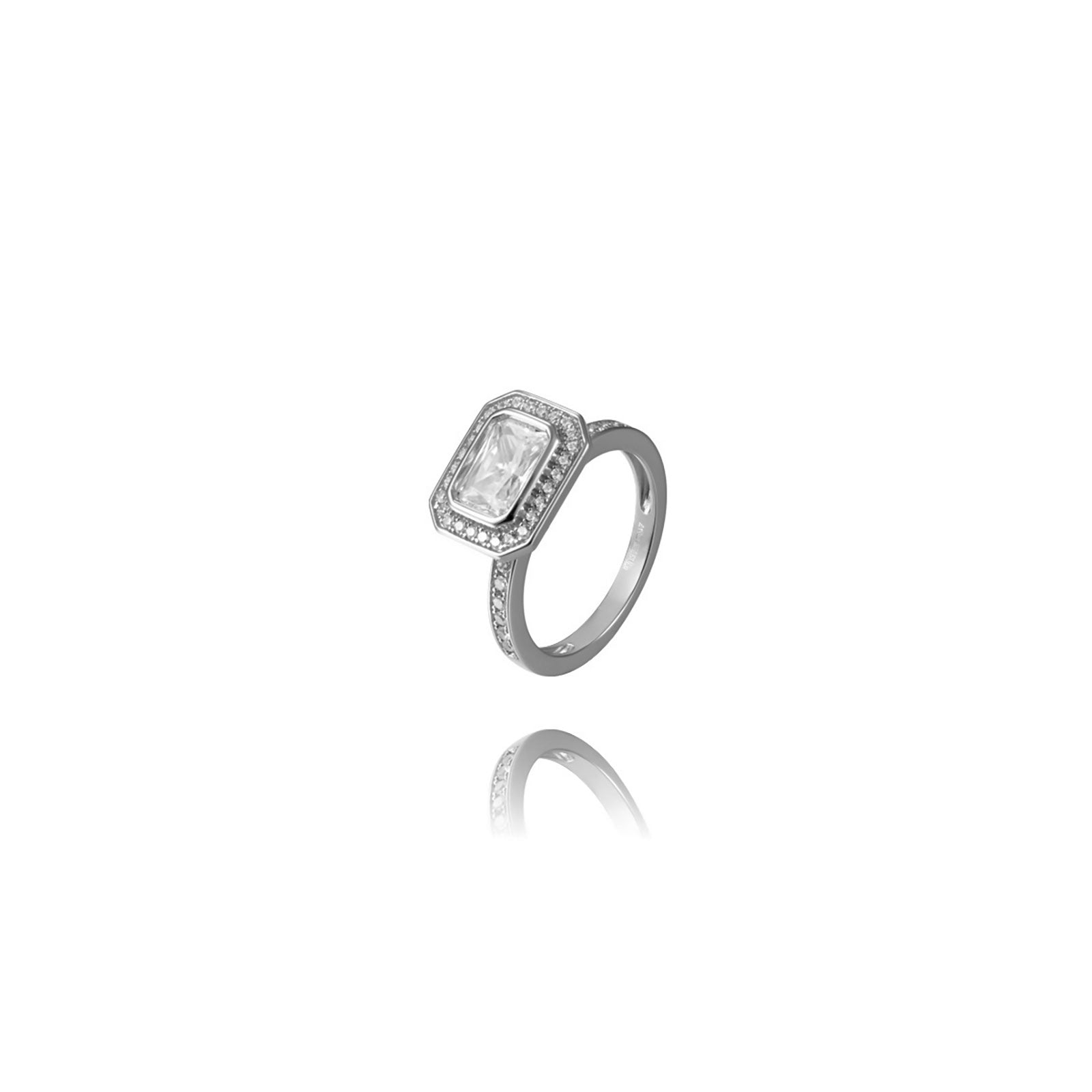 Anillo Talla Esmeralda 9*12mm Bañado Oro y Plata Rodiada