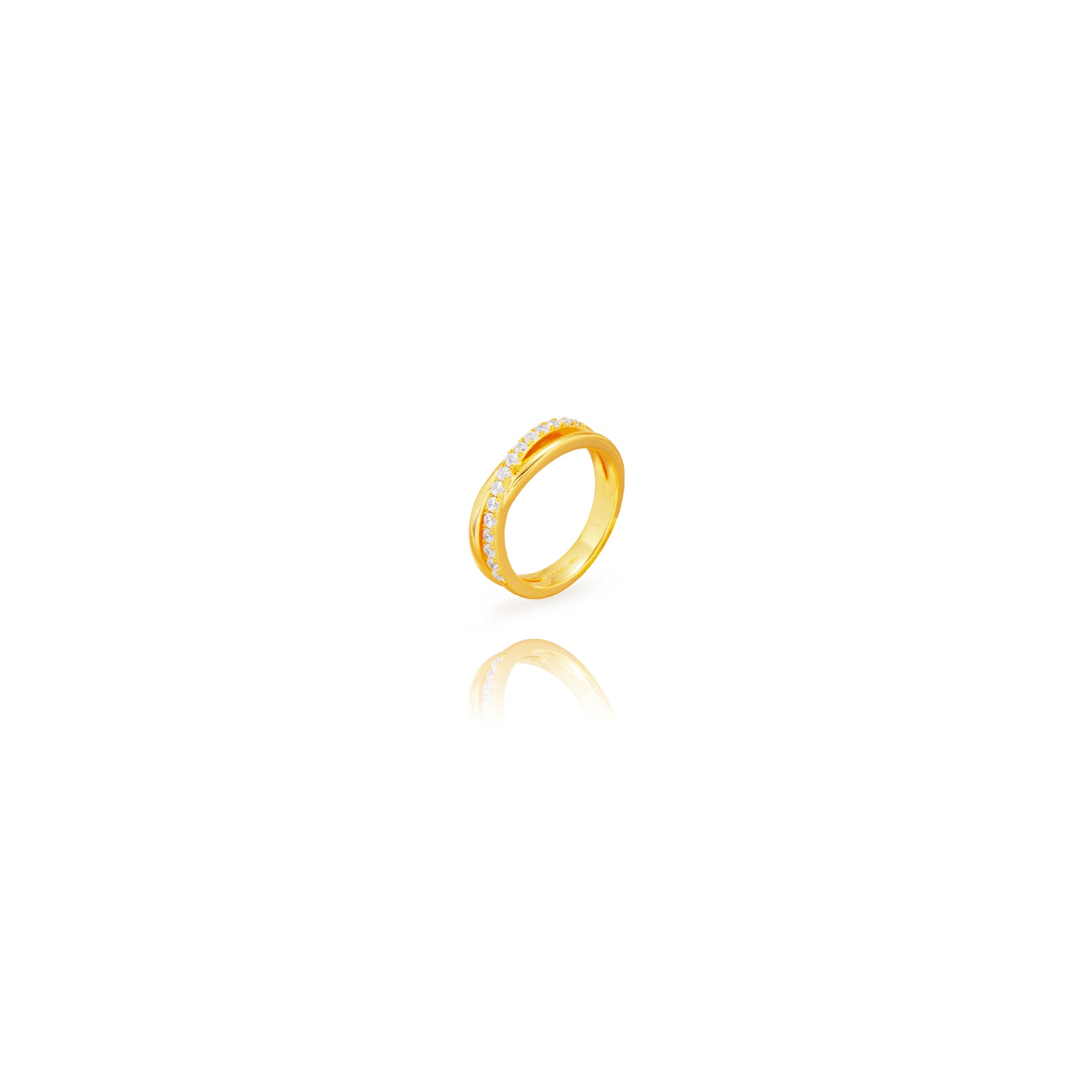 Anillo Plata Circonita - Cruzado - Bañado oro y Plata Rodiada