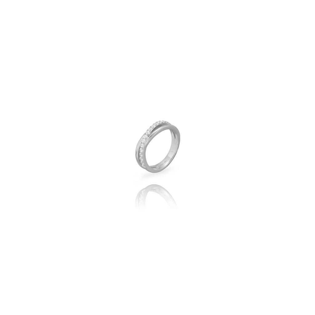 Anillo Plata Circonita - Cruzado - Bañado oro y Plata Rodiada