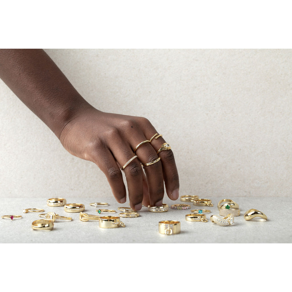 Anillo Plata Circonita - Compromiso - Bañado oro y Plata Rodiada