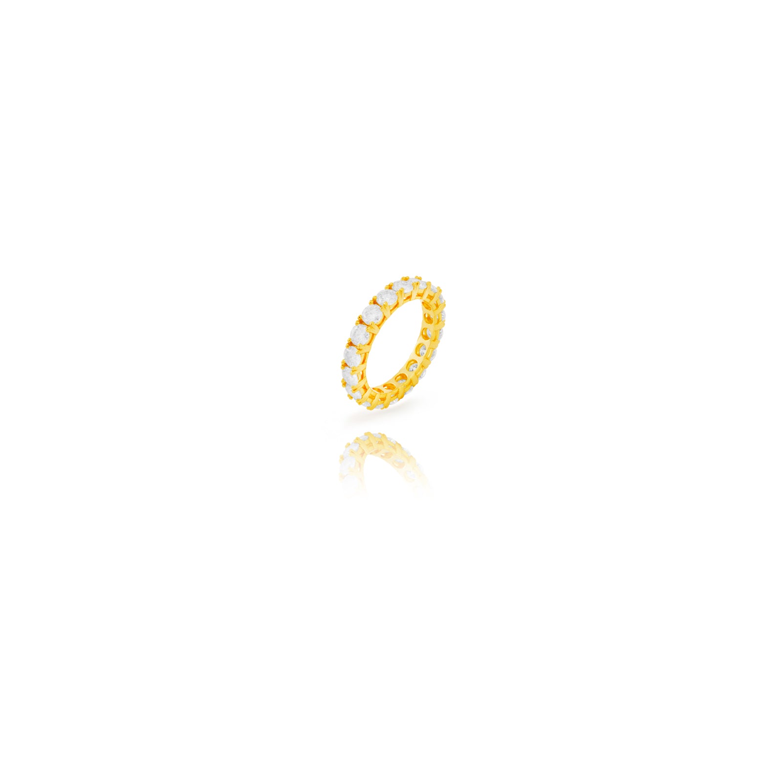 Anillo Plata Moissanita - 4 MM - Bañado Oro y Plata Rodiada