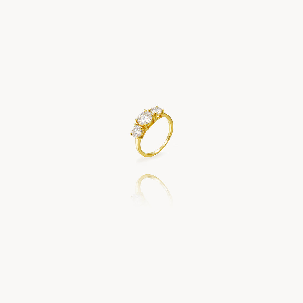 Anillo Plata Moissanita - 6,5 mm - Bañado Oro y Plata Rodiada