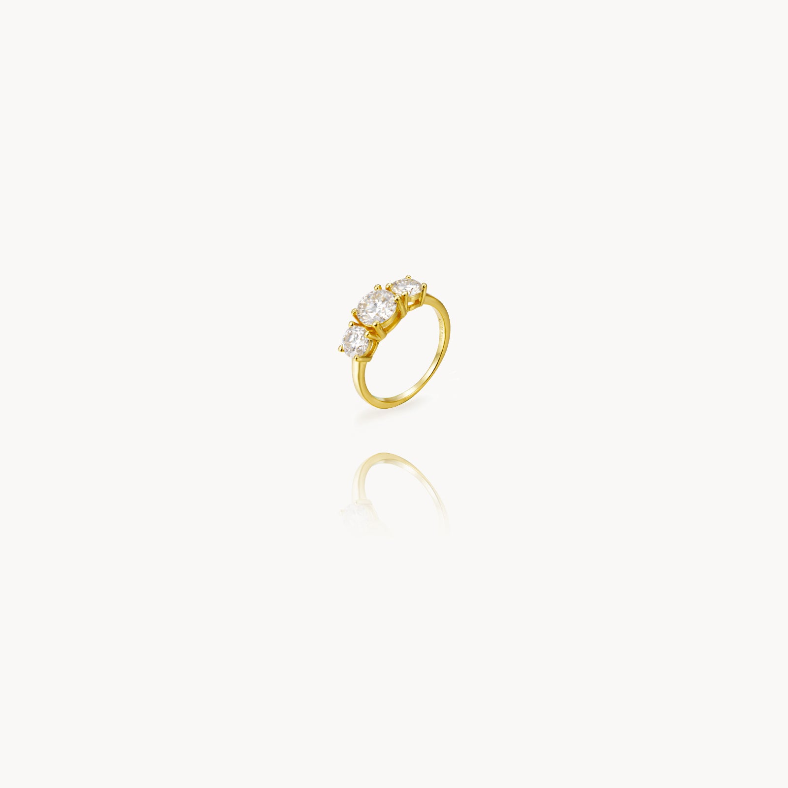 Anillo Plata Moissanita - 6,5 mm - Bañado Oro y Plata Rodiada