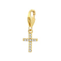 Charm Circonita - Cruz 6*8 mm - Plata Bañado Oro Y Plata Rodiada