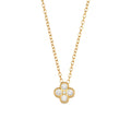 Collar Flor Circonita - 38 + 5 cm - Bañado Oro y Plata Rodiada