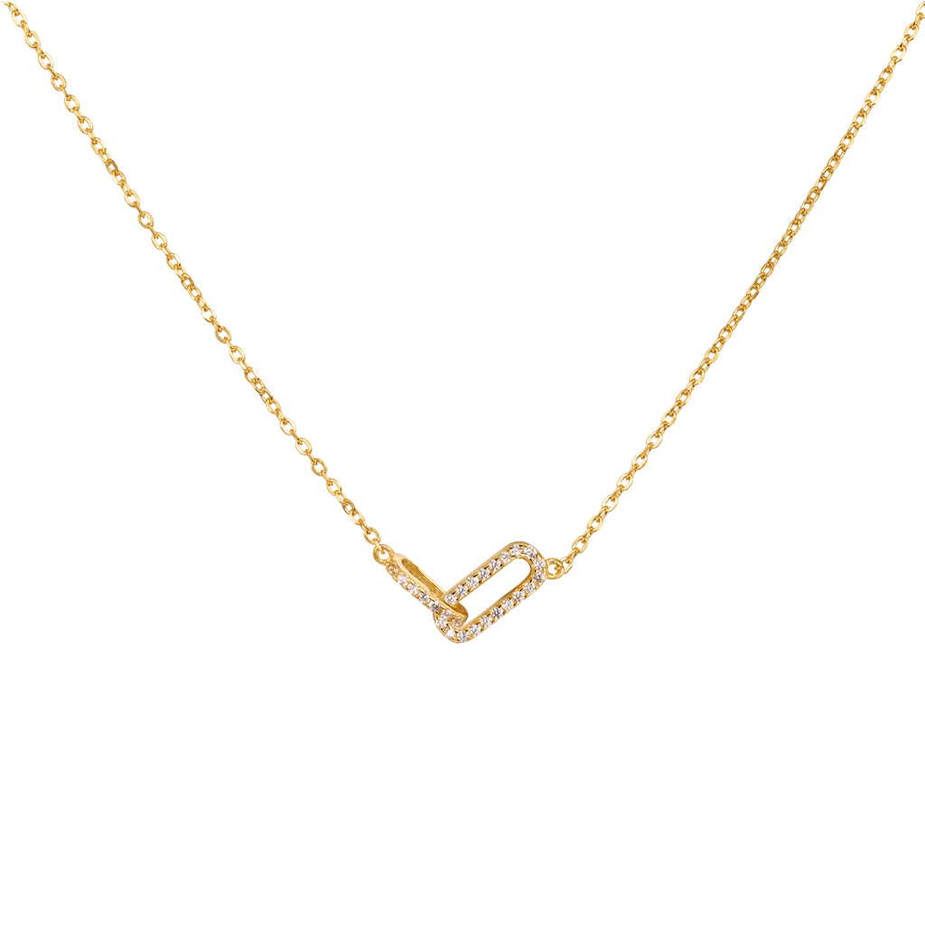 Collar Eslabón 17mm - Circonita - 38+5cm - Bañado Oro y Plata Rodiada