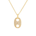 Collar Circonita -Eslabón 16*10 - 37+5cm - Bañado Oro