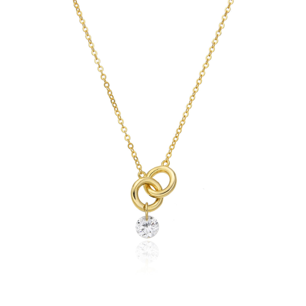 Collar Circonita - Alianza - 11 mm - Bañado Oro y Plata Rodiada