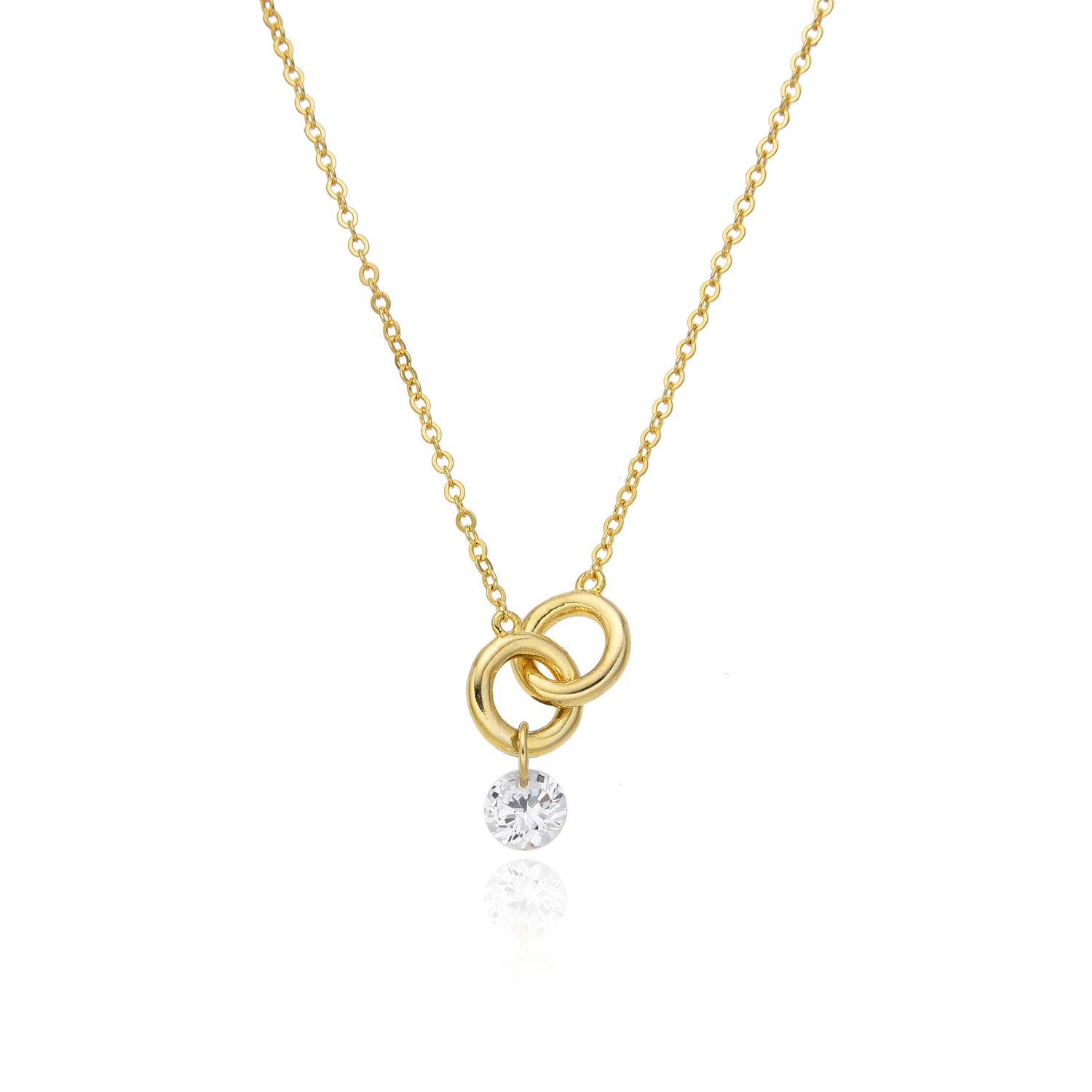 Collar Circonita - Alianza - 11 mm - Bañado Oro y Plata Rodiada