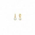 Pendientes Aro Minerales Perla - Circonita - 13+11 mm - Bañado oro y Plata Rodiada