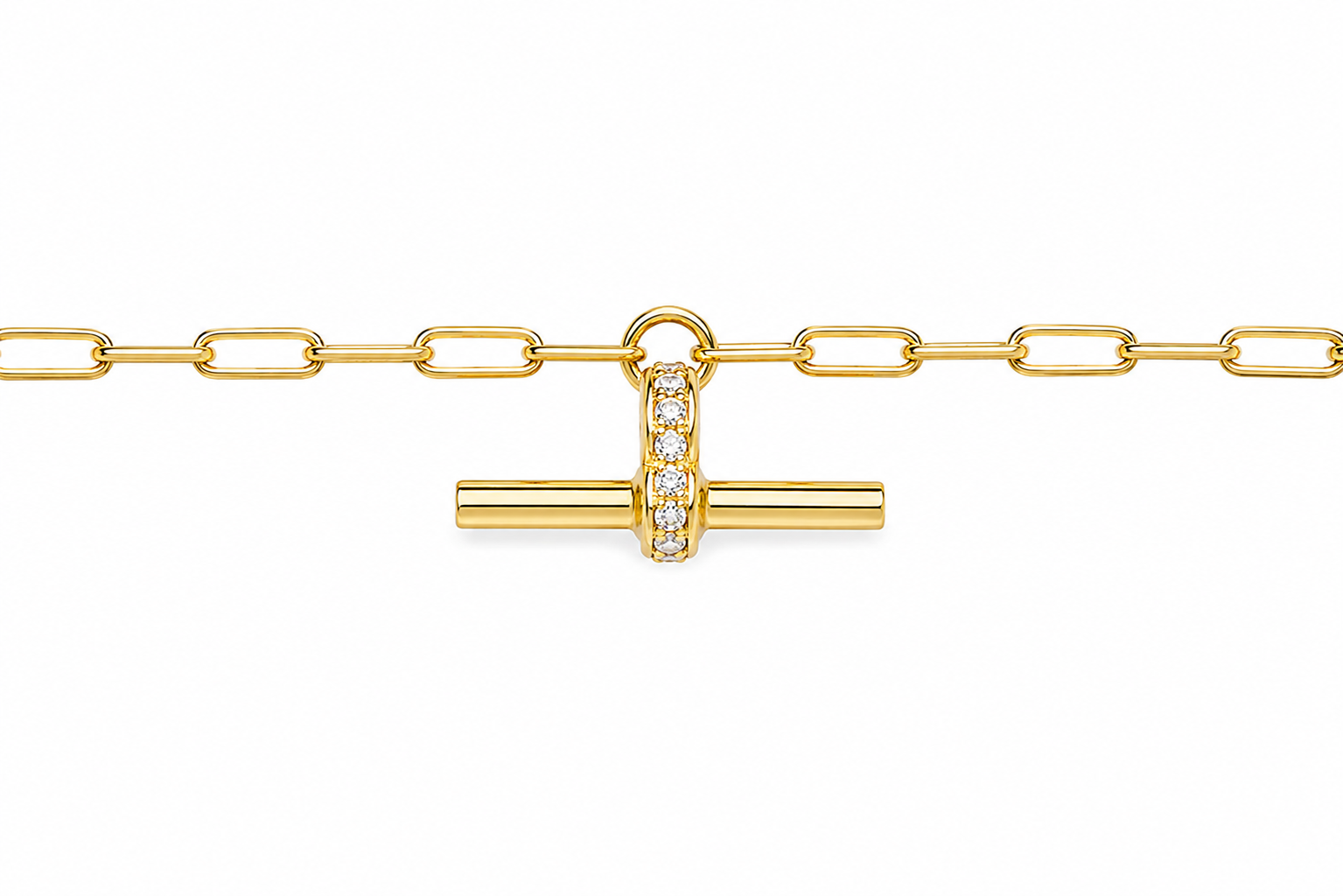 Pulsera plata 925 forzada eslabones alargada con t-bar