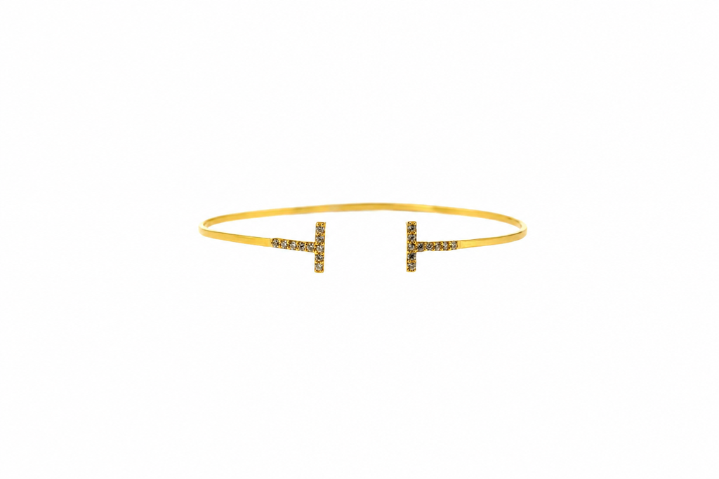 Brazalete plata 925 rigido barra cz