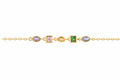 Sterling silver mix of shapes and colors cubic zirconia bracelet