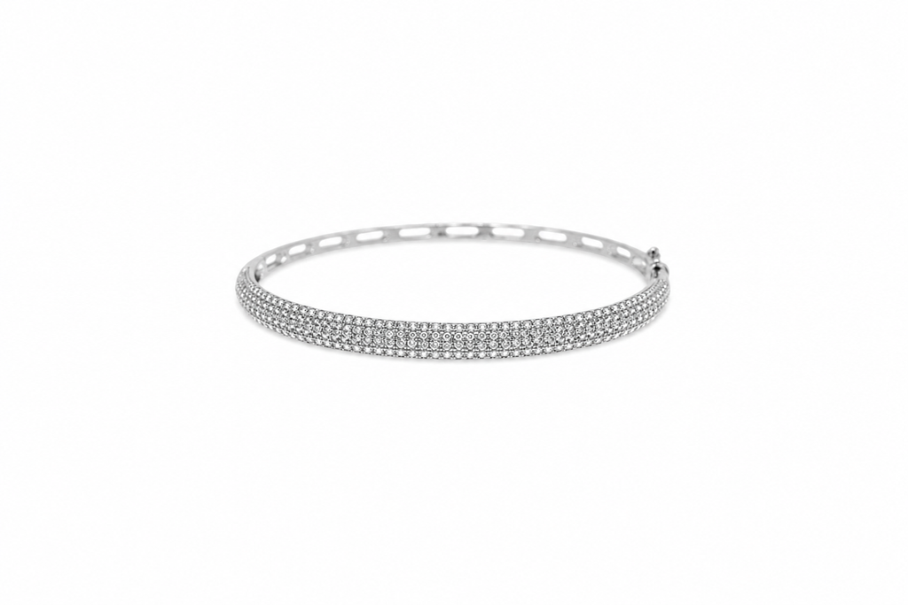 Pulsera brazalete plata 925 cz media caña