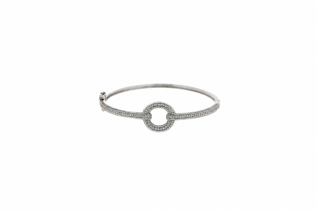 Brazalete rigido plata 925 cz con cierre
