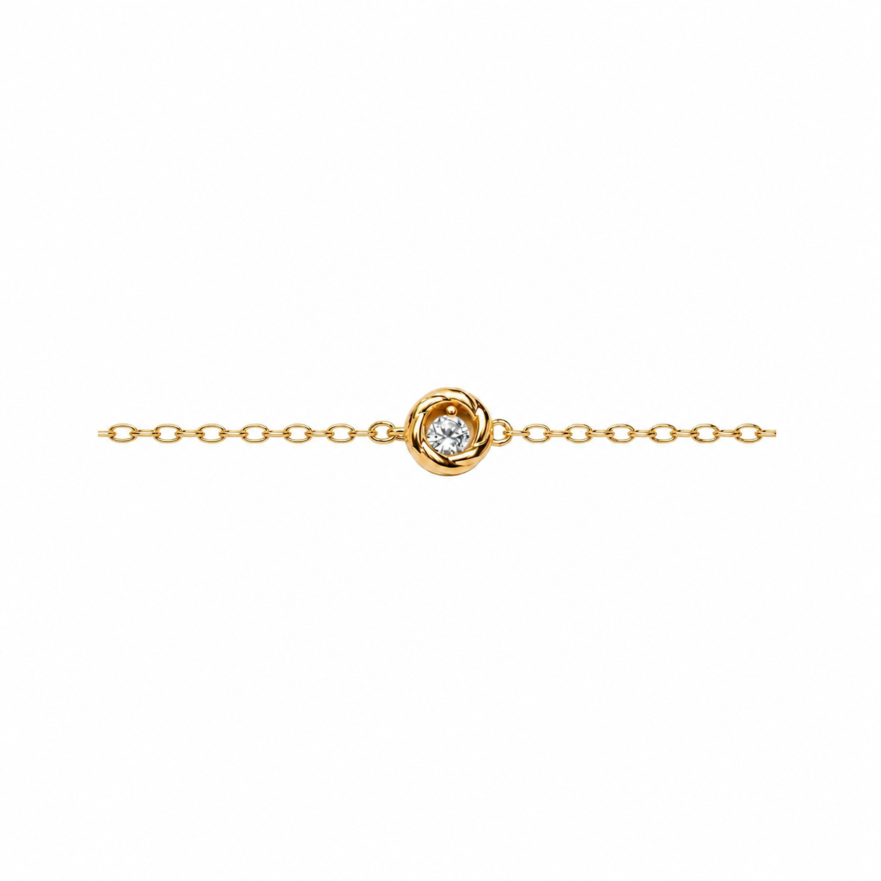 Pulsera plata 925 círculo gallonado con circonita