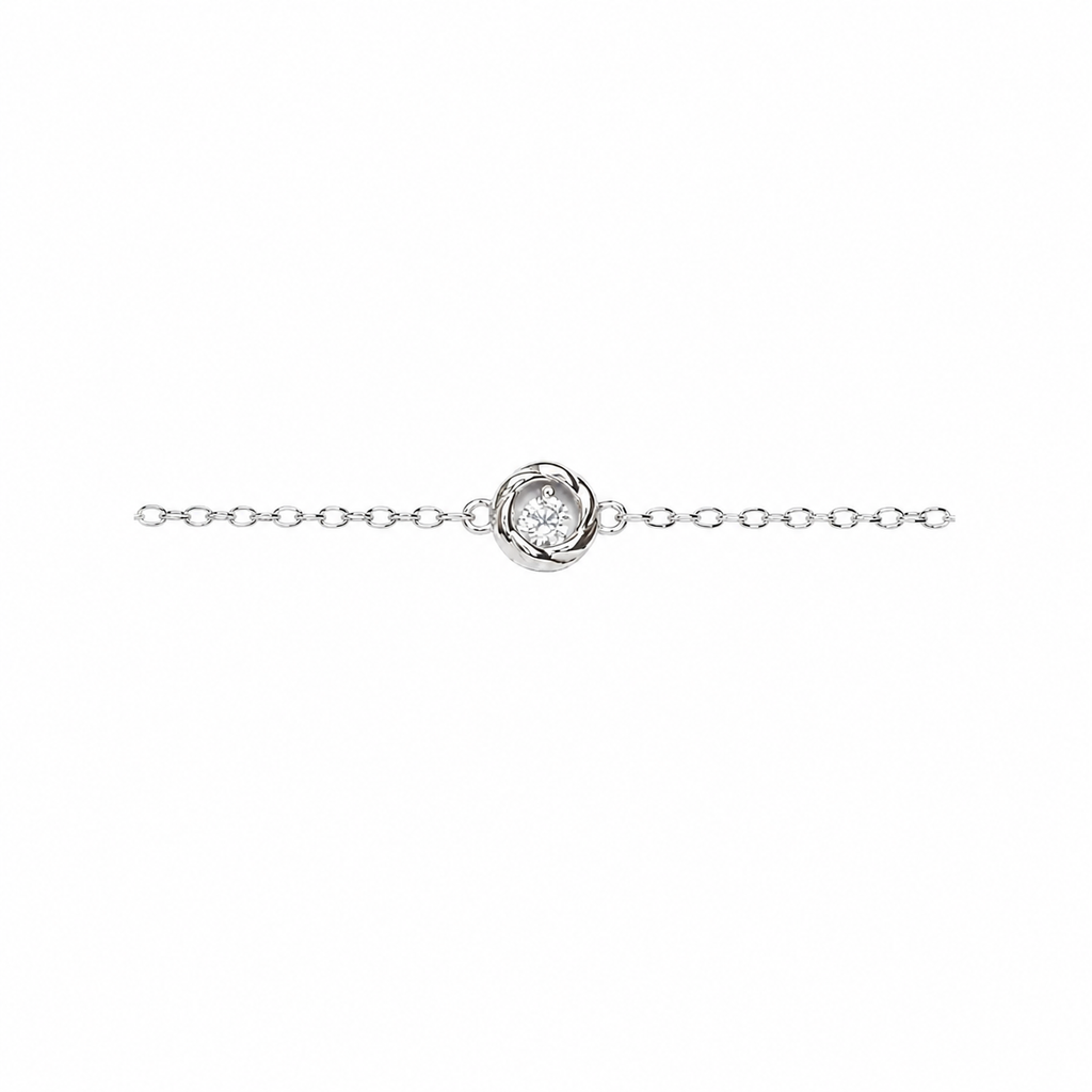 Pulsera plata 925 círculo gallonado con circonita