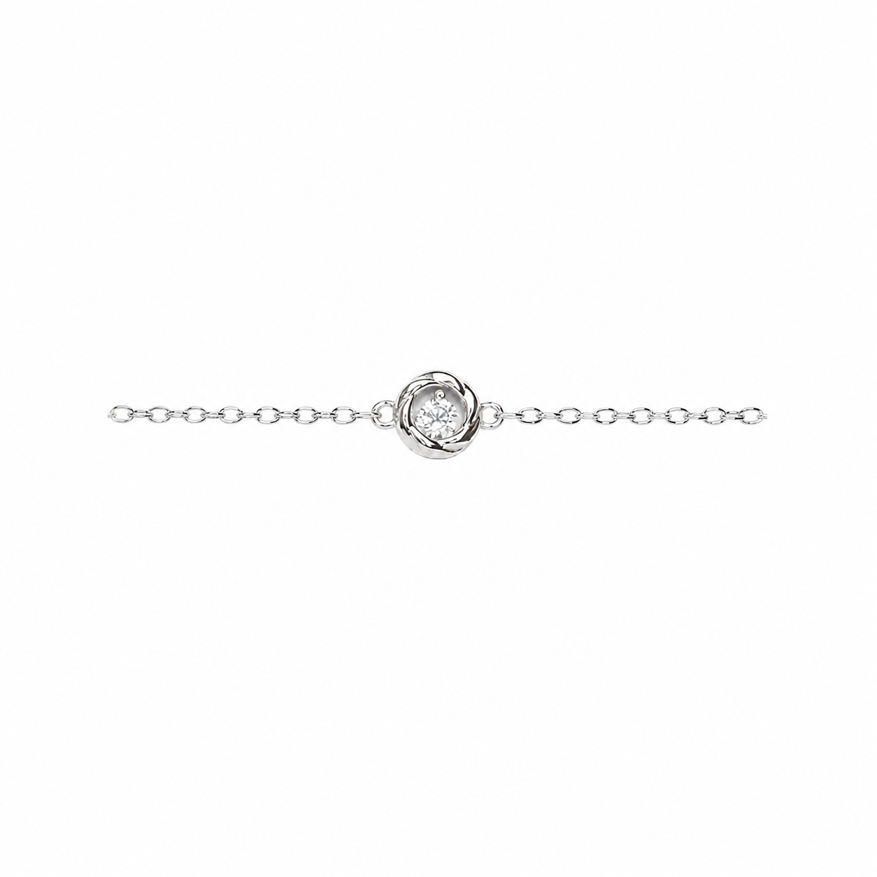 Pulsera plata 925 círculo gallonado con circonita
