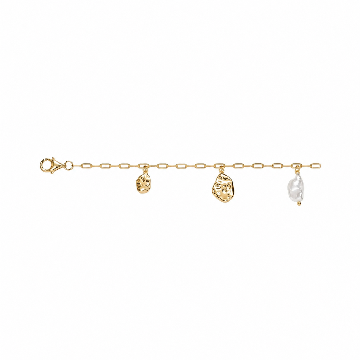 Pulsera plata 925 placas irregulares intercaladas con perlas