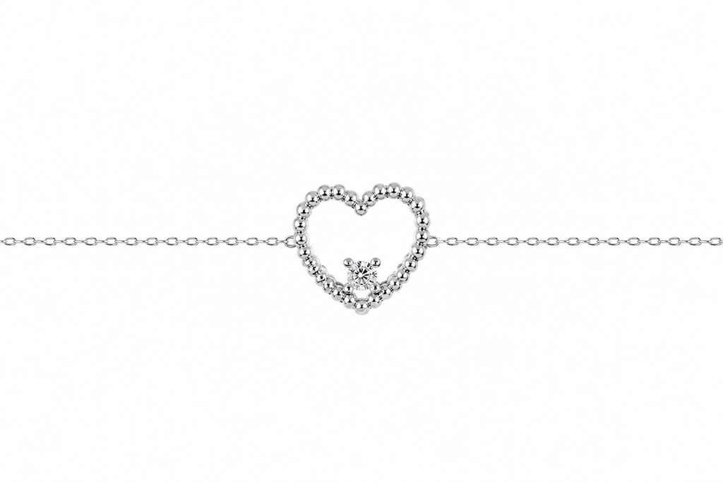 Pulsera plata 925 corazón 7x8mm