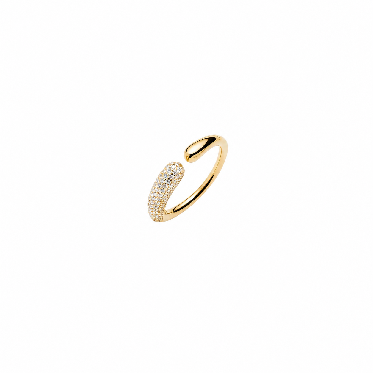 Anillo plata 925 círculo abierto gota alargada con circonitas